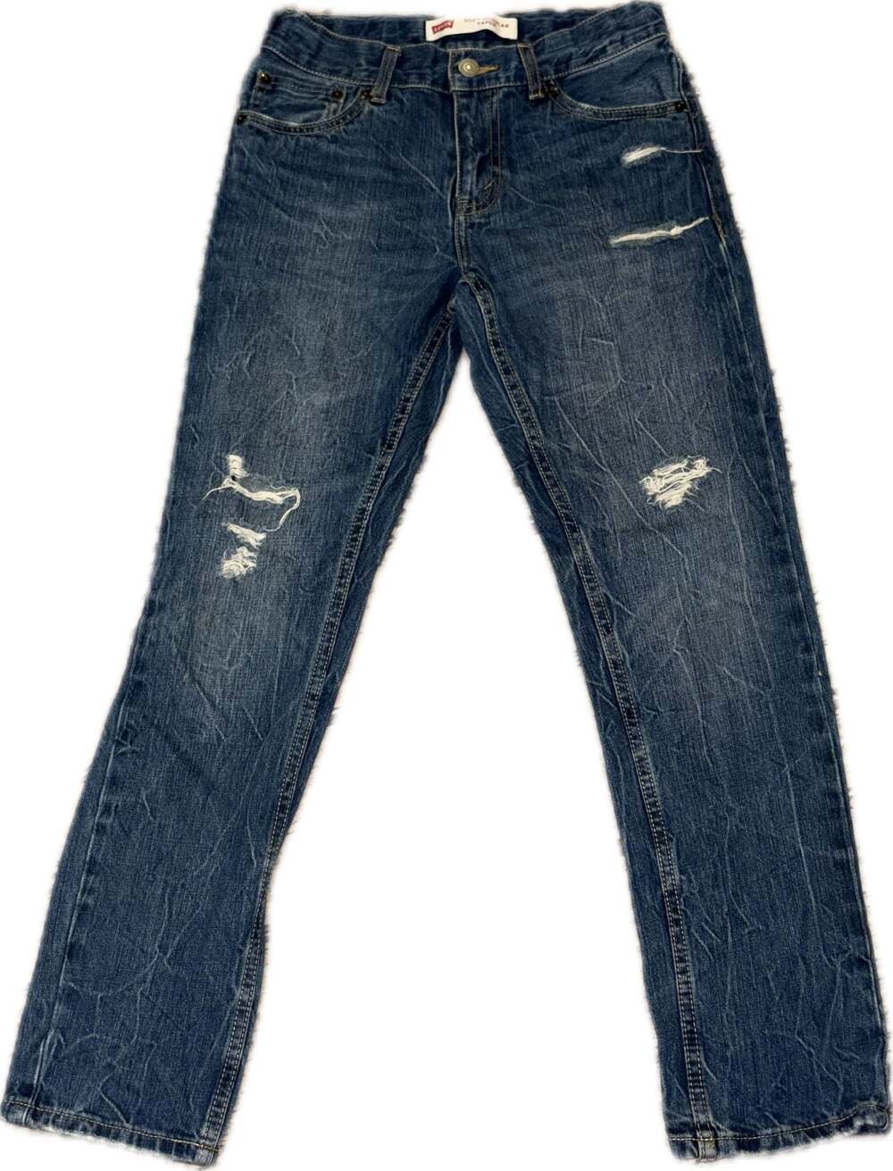Levi's 502 Regular Taper Distressed Blue Jeans, Kids Size 12 Regular